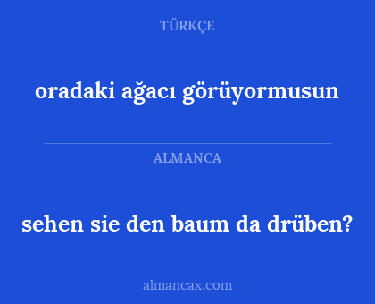 sehen sie den baum da drüben? - oradaki ağacı görüyormusun