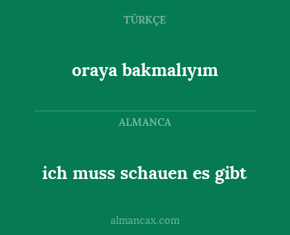 oraya bakmalıyım - ich muss schauen es gibt