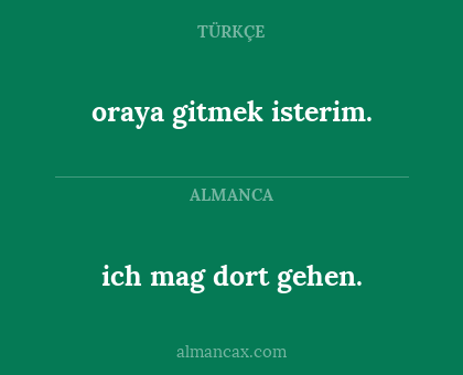 oraya gitmek isterim. - ich mag dort gehen.