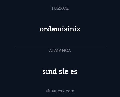 sind sie es - ordamisiniz
