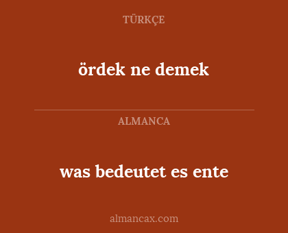was bedeutet es ente - ördek ne demek