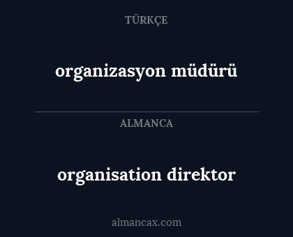 organisation direktor - organizasyon müdürü