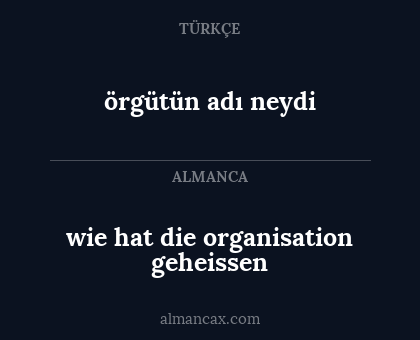 wie hat die organisation geheissen - örgütün adı neydi