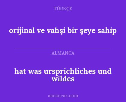 orijinal ve vahşi bir şeye sahip - hat was ursprichliches und wildes