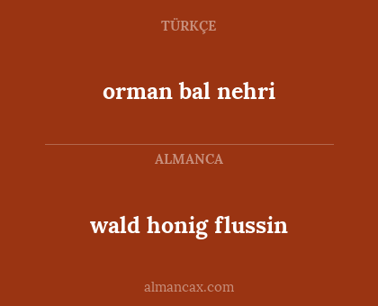 wald honig flussin - orman bal nehri