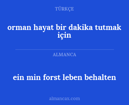 ein min forst leben behalten - orman hayat bir dakika tutmak için
