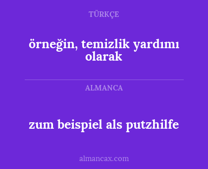 örneğin, temizlik yardımı olarak - zum beispiel als putzhilfe