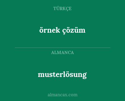 örnek çözüm - musterlösung