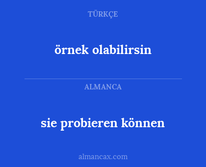 örnek olabilirsin - sie probieren können