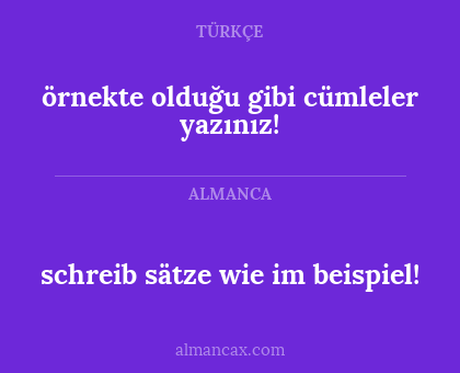 schreib sätze wie im beispiel! - örnekte olduğu gibi cümleler yazınız!