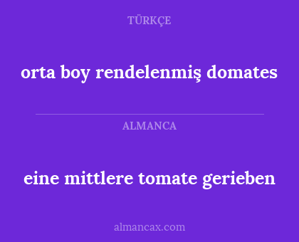 orta boy rendelenmiş domates - eine mittlere tomate gerieben
