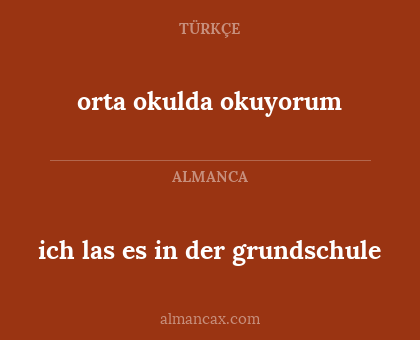 ich las es in der grundschule - orta okulda okuyorum