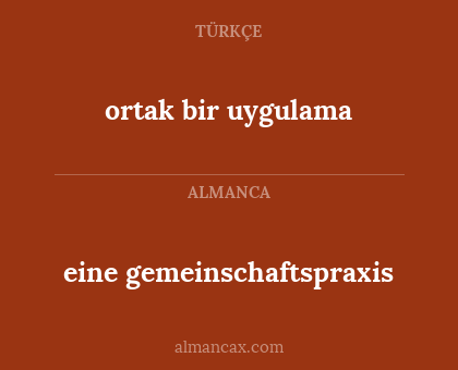 eine gemeinschaftspraxis - ortak bir uygulama