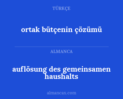 ortak bütçenin çözümü - auflösung des gemeinsamen haushalts
