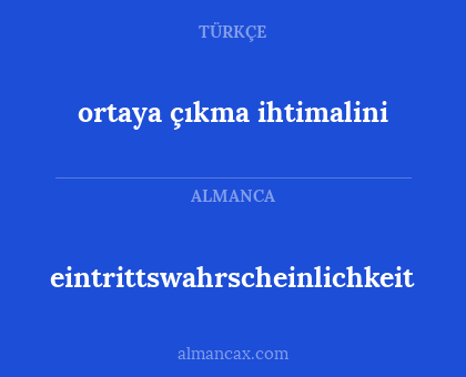 ortaya çıkma ihtimalini - eintrittswahrscheinlichkeit