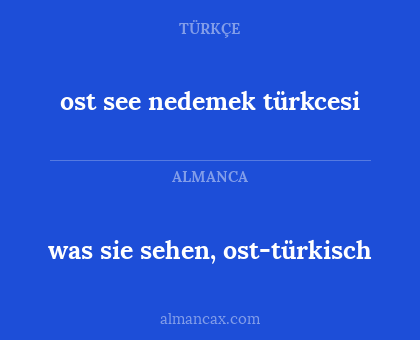 was sie sehen, ost-türkisch - ost see nedemek türkcesi