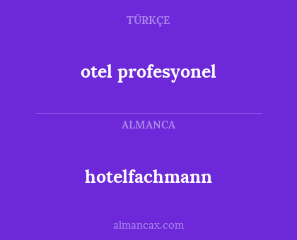 hotelfachmann - otel profesyonel
