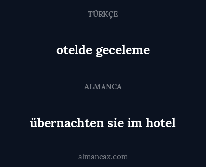 übernachten sie im hotel - otelde geceleme