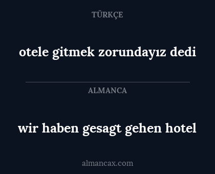 wir haben gesagt gehen hotel - otele gitmek zorundayız dedi