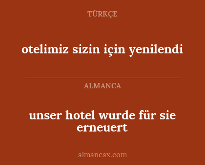 unser hotel wurde für sie erneuert - otelimiz sizin için yenilendi
