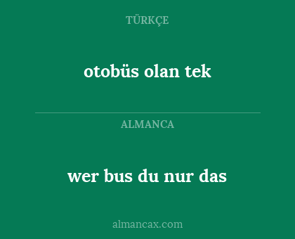 otobüs olan tek - wer bus du nur das
