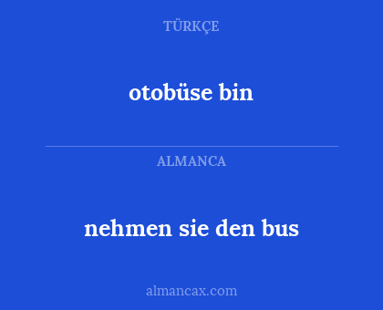 nehmen sie den bus - otobüse bin