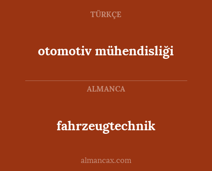 fahrzeugtechnik - otomotiv mühendisliği