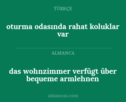 oturma odasında rahat koluklar var - das wohnzimmer verfügt über bequeme armlehnen