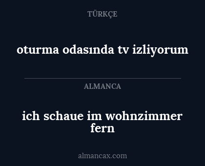 ich schaue im wohnzimmer fern - oturma odasında tv izliyorum