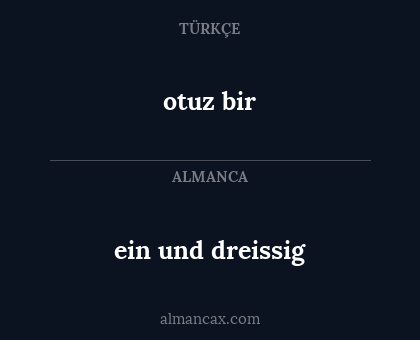 otuz bir - ein und dreissig