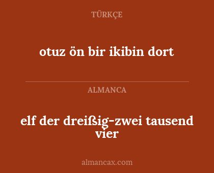 otuz ön bir ikibin dort - elf der dreißig-zwei tausend vier