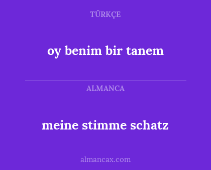 meine stimme schatz - oy benim bir tanem