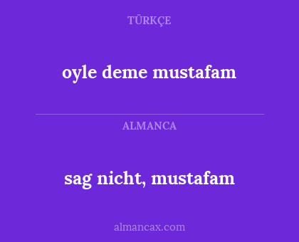 sag nicht, mustafam - oyle deme mustafam