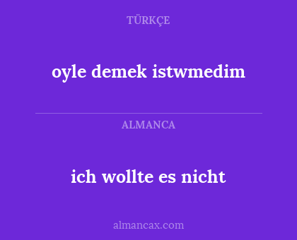 oyle demek istwmedim - ich wollte es nicht