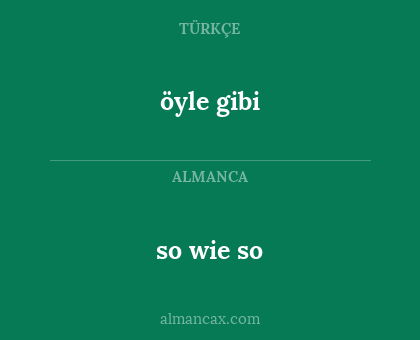öyle gibi - so wie so
