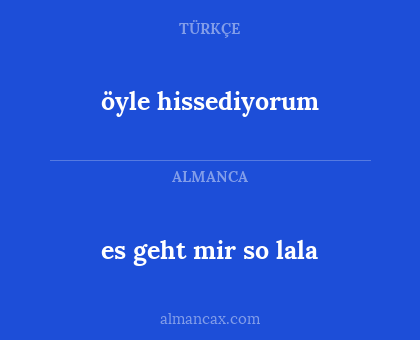 öyle hissediyorum - es geht mir so lala