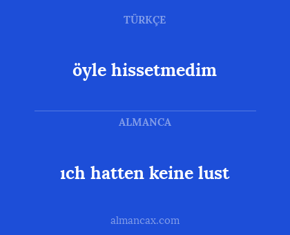 öyle hissetmedim - ıch hatten keine lust