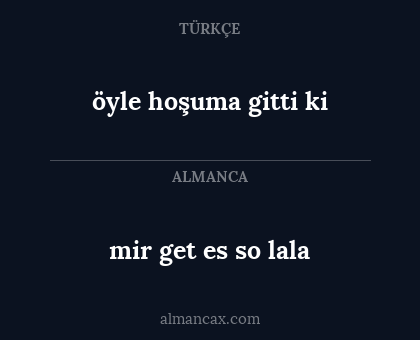 öyle hoşuma gitti ki - mir get es so lala