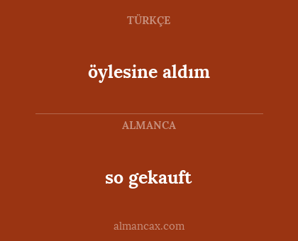 öylesine aldım - so gekauft