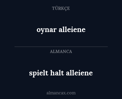 spielt halt alleiene - oynar alleiene