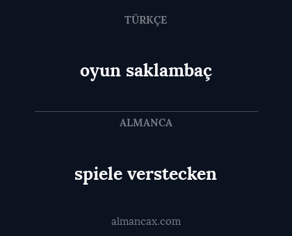 spiele verstecken - oyun saklambaç