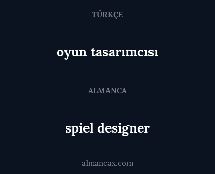 oyun tasarımcısı - spiel designer