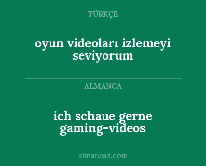 ich schaue gerne gaming-videos - oyun videoları izlemeyi seviyorum