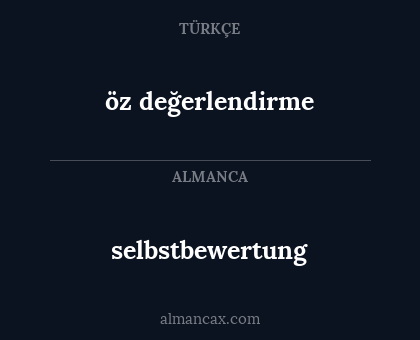selbstbewertung - öz değerlendirme