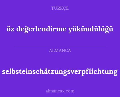 öz değerlendirme yükümlülüğü - selbsteinschätzungsverpflichtung