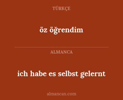 ich habe es selbst gelernt - öz öğrendim