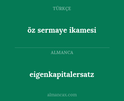 eigenkapitalersatz - öz sermaye ikamesi