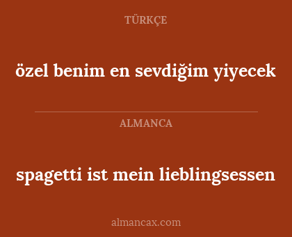 özel benim en sevdiğim yiyecek - spagetti ist mein lieblingsessen