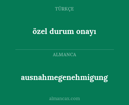 ausnahmegenehmigung - özel durum onayı