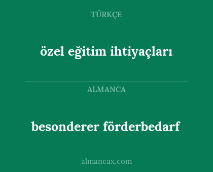 özel eğitim ihtiyaçları - besonderer förderbedarf